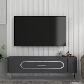 Comoda TV, Olivia, Retrop3, Antracit / Argintiu imagine