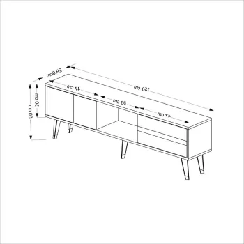 Comoda TV, Olivia, Vania Fireplace, 150x50x29.6 cm, PAL , Alb / Argintiu imagine