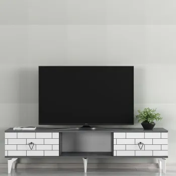 Comoda TV, Olivia, Varna, Antracit/Alb imagine