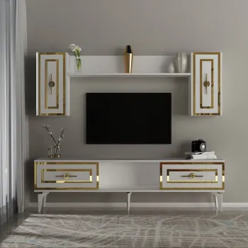 Comoda TV, Olivia, Viola, 150x44 cm, PAL, Alb imagine