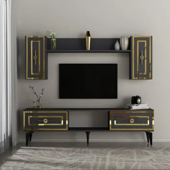 Comoda TV, Olivia, Viola, 150x44 cm, PAL, Antracit imagine