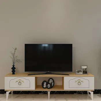 Comoda TV, Olivia, Violet, Stejar Safir / Alb / imagine