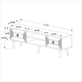 Comoda TV, Olivia, Yumedi, 150x50x30 cm, PAL , Alb/Auriu imagine