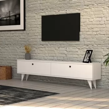 Comoda TV Paris, Puqa Design, 160x25x35 cm, alb imagine