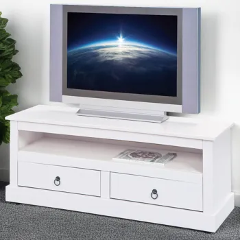 Comoda TV Provence 3, Inter Link, 118x39x45 cm, lemn, alb imagine