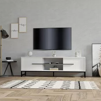 Comoda TV, Puqa Design, Mono, 160x50x40 cm, PAL, Alb imagine