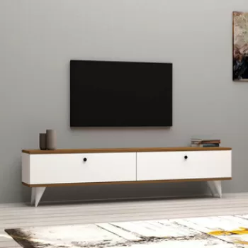 Comoda TV, Puqa Design, Paris, 160x35x25 cm, PAL, Alb/nuc imagine