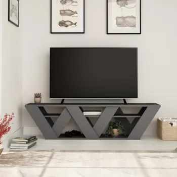 Comoda TV Ralla, Decortie, 158x30x40 cm, gri imagine