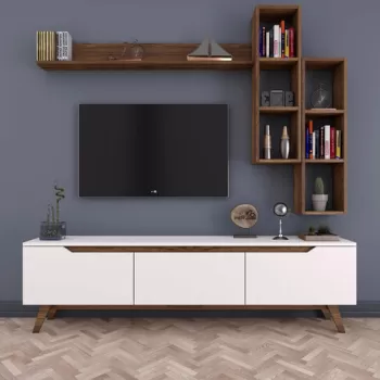 Comoda TV, Rani, M16, 180x48.6x35 cm, PAL, Alb / Nuc imagine