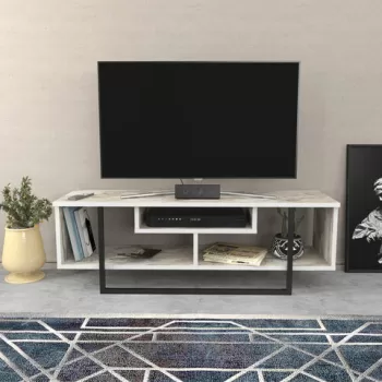 Comoda TV, Retricy, Asal 120, 120x35.2x40.2 cm, PAL, Alb negru imagine