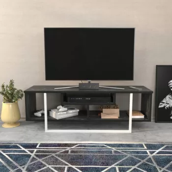 Comoda TV, Retricy, Asal 120, 120x35.2x40.2 cm, PAL, Alb negru imagine