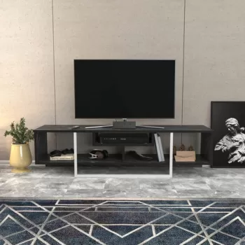 Comoda TV, Retricy, Asal 150, 150x35.2x40 cm, PAL, Alb negru imagine