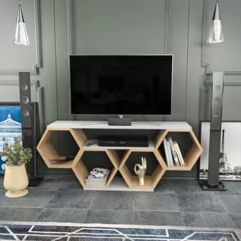 Comoda TV, Retricy, Bal, 140x29.6x55.5 cm, PAL, Alb / Sonomo imagine