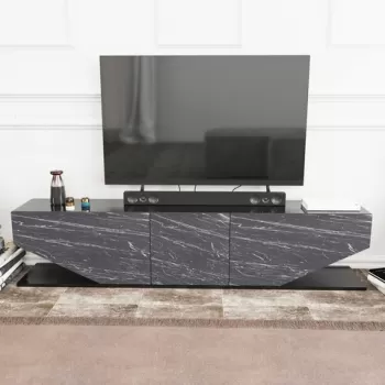 Comoda TV, Retricy, Inci, 180x30x45 cm, PAL, Negru imagine