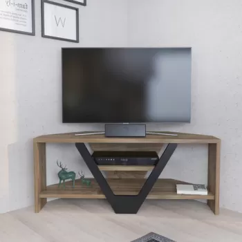 Comoda TV, Retricy, Karin, 90x35x36.8 cm, PAL, Nuc / Negru imagine