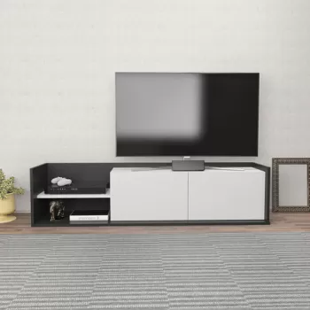 Comoda TV, Retricy, Krog, 160x35x36.8 cm, PAL, Antracit/Alb imagine