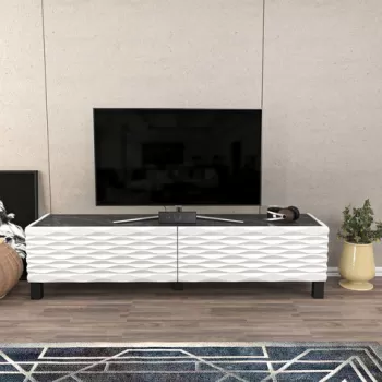 Comoda TV, Retricy, Lerze, 149.2x35x38 cm, PAL, Alb negru imagine