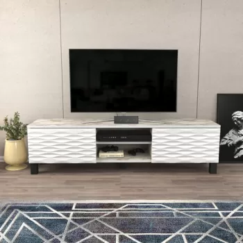 Comoda TV, Retricy, Lukas, 150x35x40.3 cm, PAL, Alb imagine