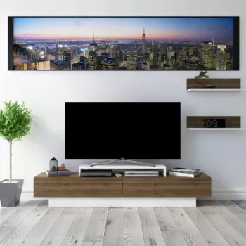 Comoda TV, Retricy, Lusi, 180x31x40 cm, PAL, Alb / Nuc imagine