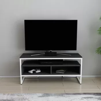 Comoda TV, Retricy, Merrion, 110x35x49.9 cm, PAL, Alb / Antracit imagine