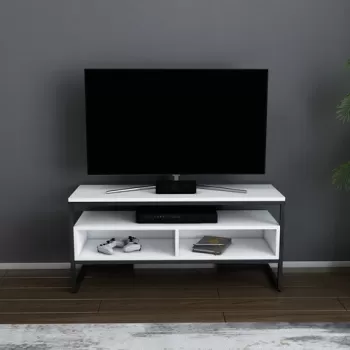 Comoda TV, Retricy, Merrion, 110x35x49.9 cm, PAL, Alb negru imagine