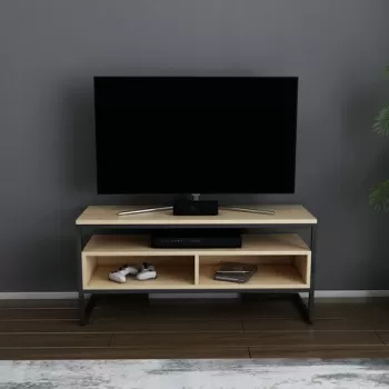 Comoda TV, Retricy, Merrion, 110x35x49.9 cm, PAL, Negru / Stejar imagine