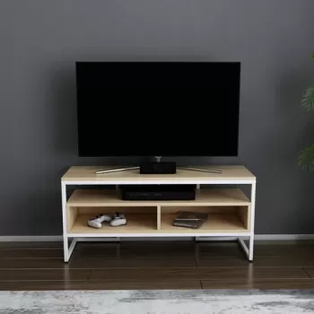 Comoda TV, Retricy, Merrion, 110x35x49.9 cm, PAL, Stejar alb imagine