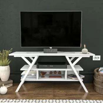 Comoda TV, Retricy, Minerva, 120x35x55 cm, PAL, Alb imagine