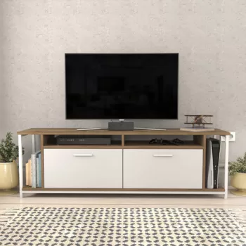 Comoda TV, Retricy, Omar, 160x35x50.8 cm, PAL, Alb / Nuc imagine