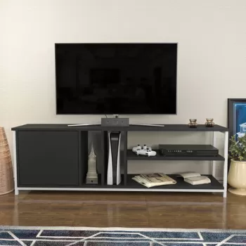 Comoda TV, Retricy, Oneida, 140x35.3x50.8 cm, PAL, Alb / Antracit imagine