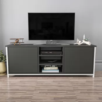 Comoda TV, Retricy, Otis, 140x35.3x50.8 cm, PAL, Alb / Antracit imagine