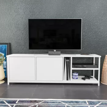 Comoda TV, Retricy, Primrose, 160x35.3x50.8 cm, PAL, Alb imagine