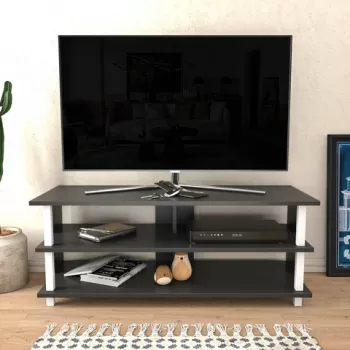 Comoda TV, Retricy, Pueblo, 120x44.6x47.4 cm, PAL, Alb / Antracit imagine