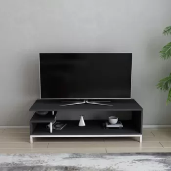 Comoda TV, Retricy, Reilly, 120x44.6x37.6 cm, PAL, Alb / Antracit imagine