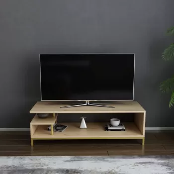 Comoda TV, Retricy, Reilly, 120x44.6x37.6 cm, PAL, Aur / Stejar imagine