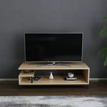 Comoda TV, Retricy, Reilly, 120x44.6x37.6 cm, PAL, Negru / Stejar imagine