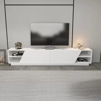 Comoda TV, Retricy, Rhodes, 240x37.1x47.4 cm, PAL, Alb imagine