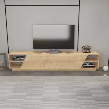 Comoda TV, Retricy, Rhodes, 240x37.1x47.4 cm, PAL, Stejar imagine