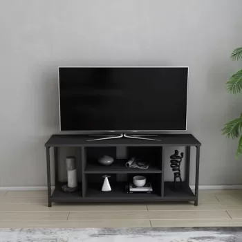 Comoda TV, Retricy, Rinaldo, 120x35x50.8 cm, PAL, Negru / Antracit imagine