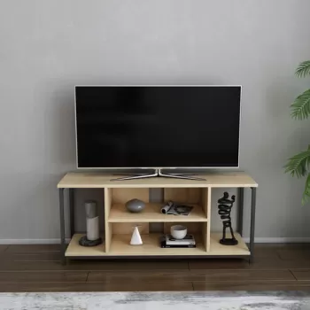 Comoda TV, Retricy, Rinaldo, 120x35x50.8 cm, PAL, Negru / Stejar imagine