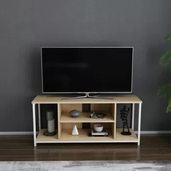 Comoda TV, Retricy, Rinaldo, 120x35x50.8 cm, PAL, Stejar alb imagine