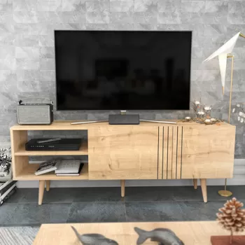 Comoda TV, Retricy, Ronas, 160x35x38.6 cm, PAL, Safir imagine