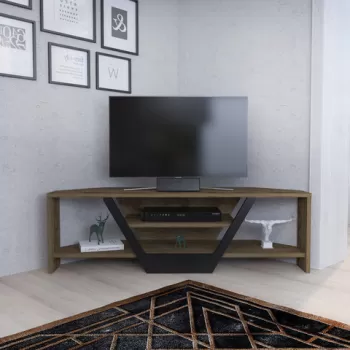 Comoda TV, Retricy, Sares, 120x35x36.8 cm, PAL, Oud Stejar / Negru imagine