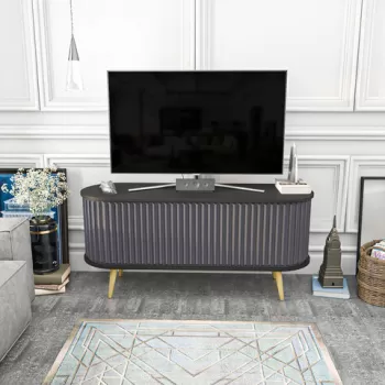 Comoda TV, Retricy, Stor, 140x43x64 cm, PAL, Negru / Antracit imagine