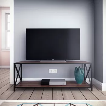 Comoda TV, Retricy, Xena, 120x33x45.7 cm, PAL, Nuc / Negru imagine