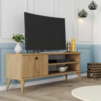 Comoda TV Retro, Mezza, 120x29.5x44.6 cm, natural imagine