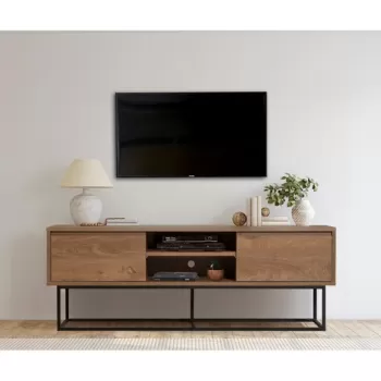 Comoda TV Rodez, Sapphire, 140x40x50 cm, maro/negru imagine