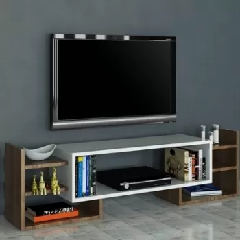 Comoda TV Sema, Moblert, 115x38.2x29.6 cm, alb/maro imagine