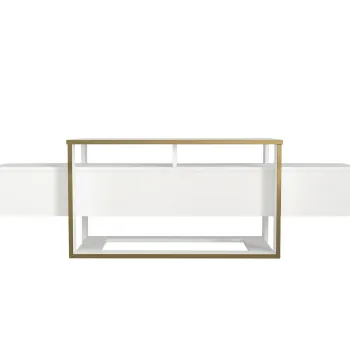 Comoda TV, Tera Home, Bianco, PAL, Alb/Auriu imagine