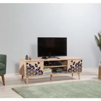 Comoda TV Truva 123, Vella, 140x40x50 cm, multicolor imagine